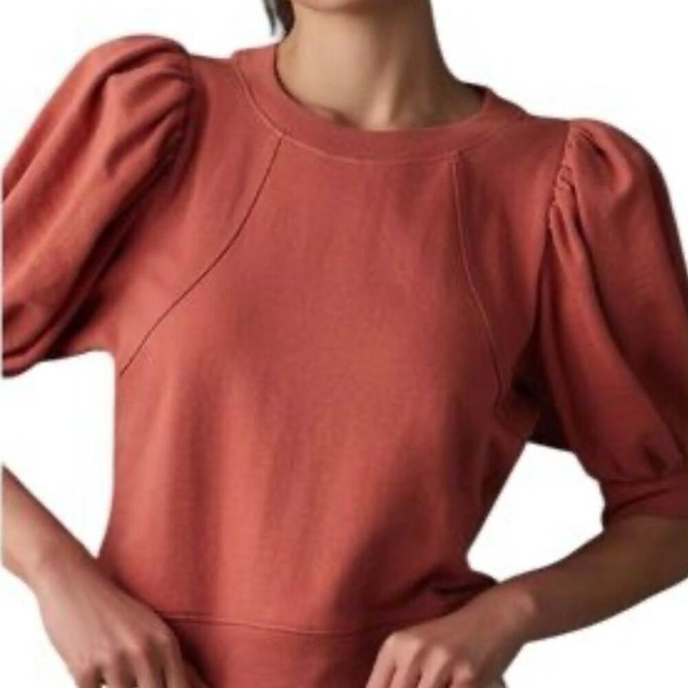 Womens Maeve Anthropologie Puff Sleeve Blouse Orange Size S EUC!
